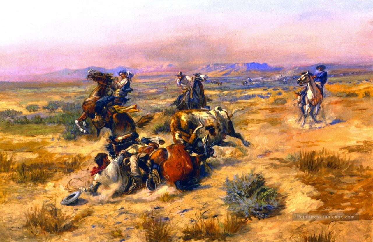 une vie ardue 1901 cowboy de Charles Marion Russell Indiana Peintures à l'huile